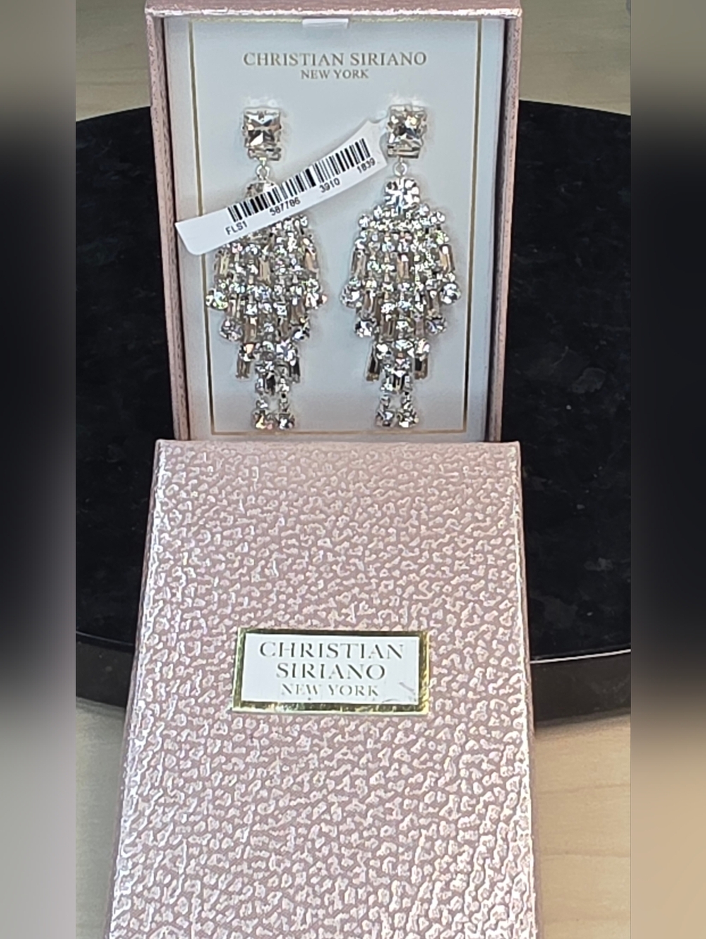 Christian Siriano Earrings Jeweled Crystal Rhinestone Chandelier Statement NIB - Picture 3 of 9